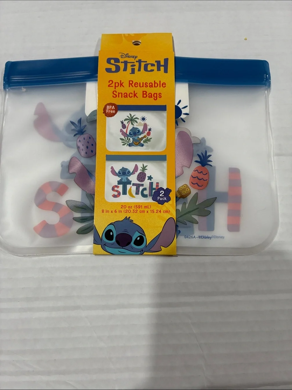 Disney Stitch Clear Reusable Snack Bags 2 Pack